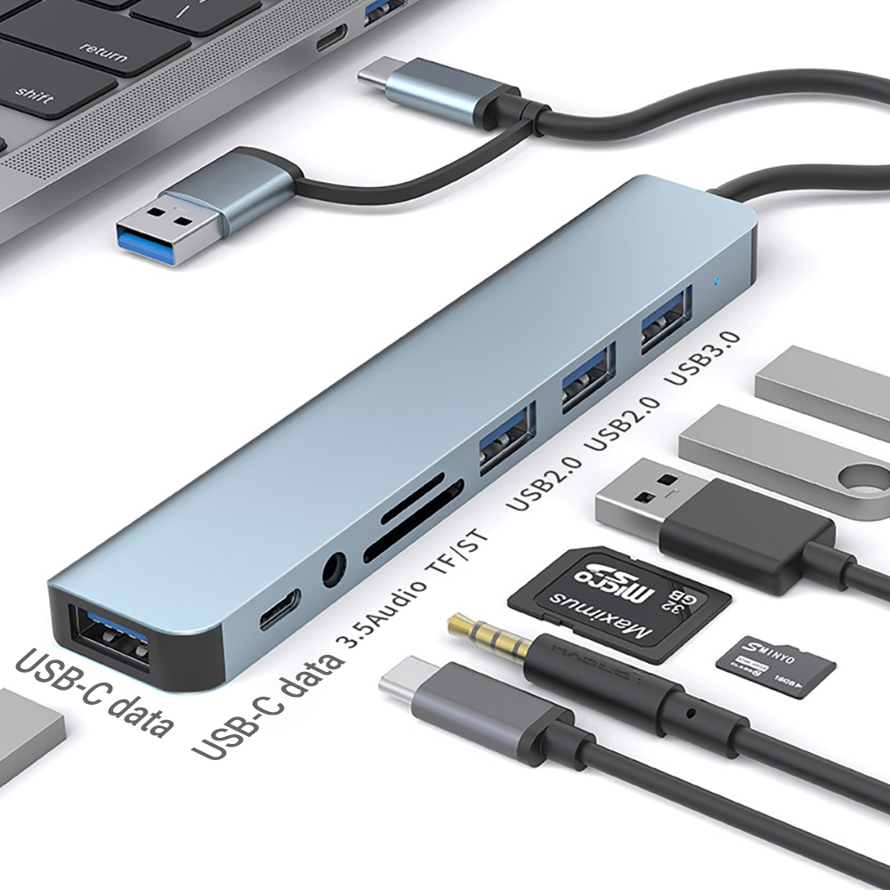 Laptop Accessories All In One - Stasiun Docking USB 9-in-1 Dual Head