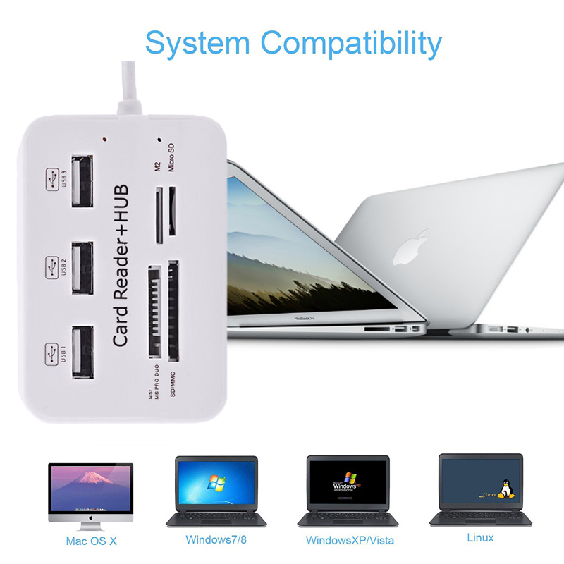 USB Hub 2.0 3 port Slot pembac - Laptop Accessories All In One ulasan dan harga